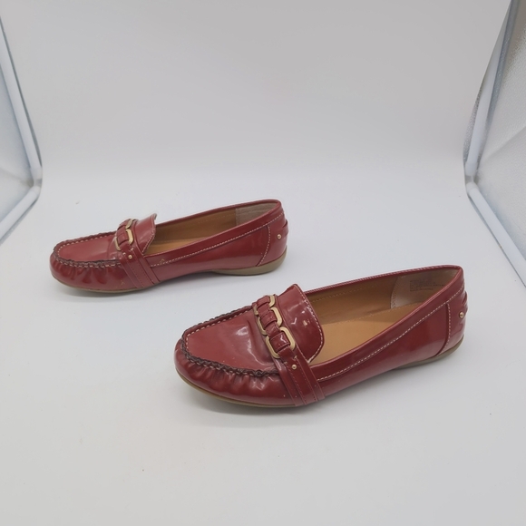 Bass Betsy F15 Loafers Red with dark gold buckles sz 8 - Picture 4 of 8